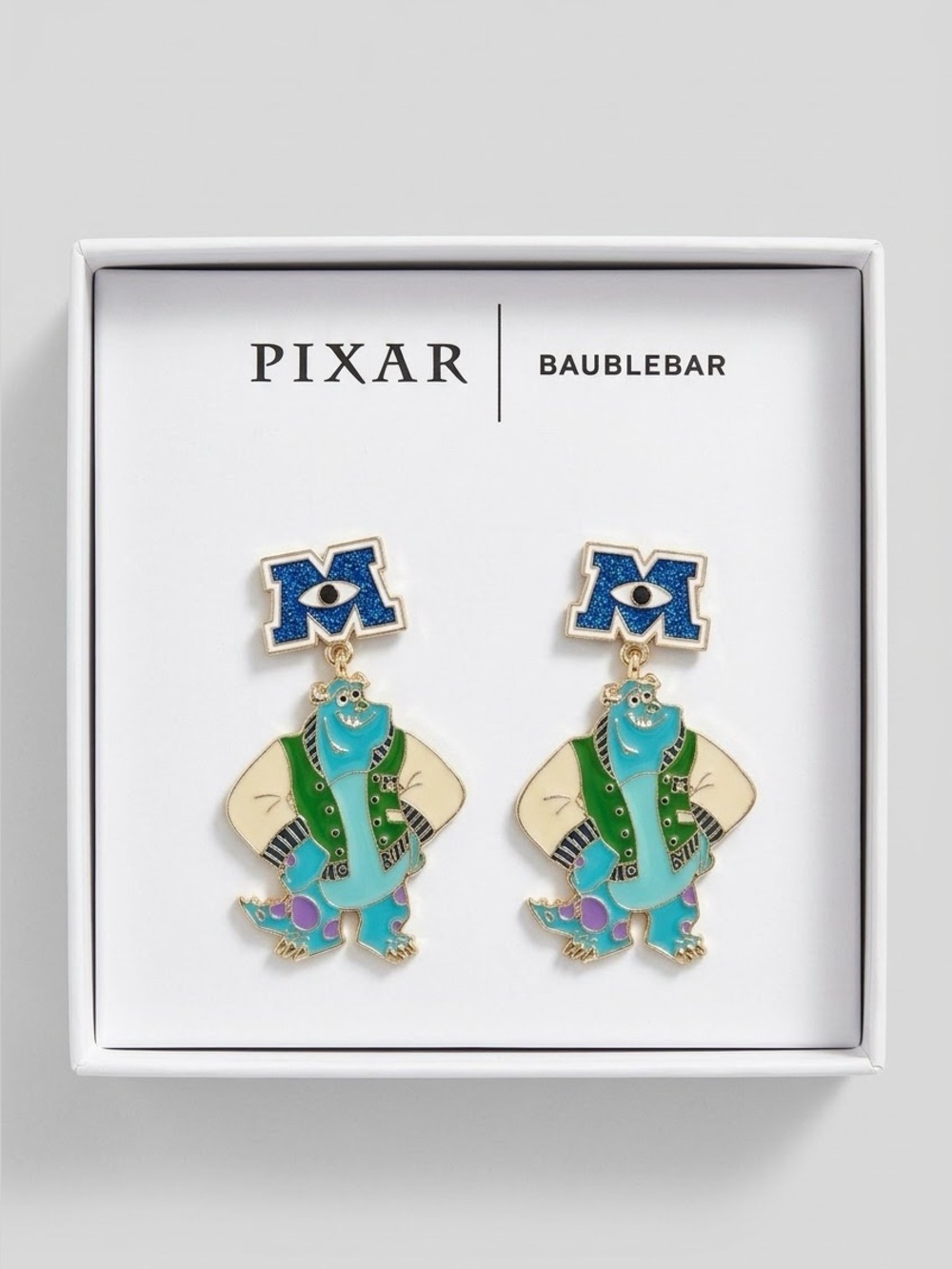 Disney BaubleBar Pixar Monsters University Sulley Earrings MU Dangle NWT Box